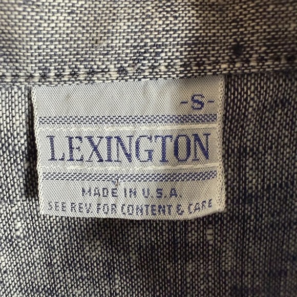 Lexington Button Down Shirt Mens S Gray Short Sleeve Cotton Blend Textured - Picture 3 of 10